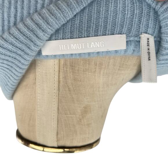 Helmut Lang‎ Sweater Wool Cashmere V-Neck Ribbed Baby Blue Size Medium - Picture 8 of 11